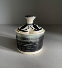 Jersey Pottery mustard pot, hand-painted vintage 1960s condiment pot