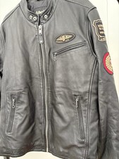 Schott NYC Black Leather Motorcycle Jacket Men’s Café Racer Style Biker Patch
