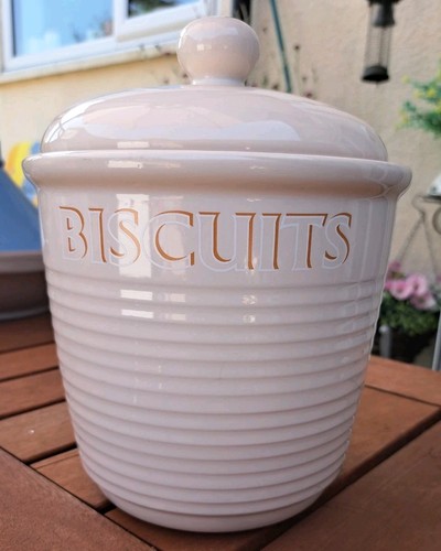 Vintage ceramic biscuit barrel - vintage,