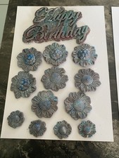 Beautiful Hand Made Cake Topper Set In Shimmering Purple And Blue