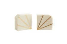 White Marble & Brass Bookends