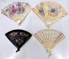 Vintage SPANISH FANS x 4 inc 3