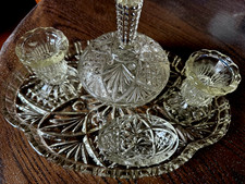  5 piece white cut glass