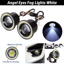 64mm White Angel Eyes Halo Car Fog Light Lamp Projector DRL COB LED Universal UK