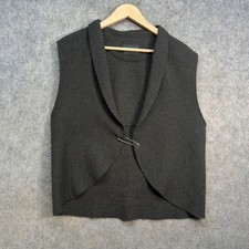 Oska Open Vest Womens Size UK12 Charcoal Virgin Wool Waistcoat Top Formal Career