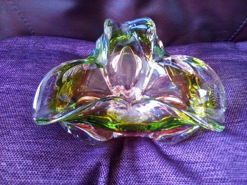 Large heavy green pink czech - large, &