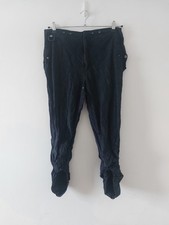 Mens Cargo Trousers Size 34" Black Pockets Boho Casual Retro Zip Up Poppers