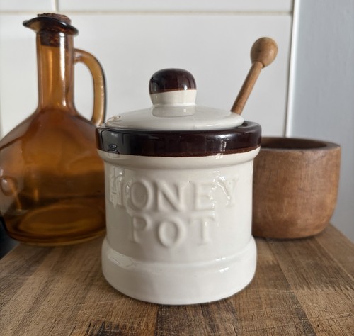 Ceramic honey pot dispenser - honey, &