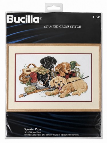 Bucilla sportin pups stamped - bucilla, sportin'