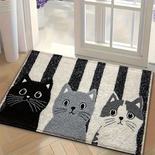Striped Cartoon Cat Floor Mat