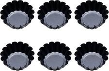 6 Pcs Tart Tins Mini Non-Stick Tart Pans Round Quiche Pans for Baking Quiche Pi