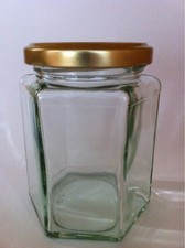 12oz   X 84  HEX GLASS JAM JAR