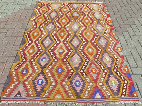 Turkish kilim wool rug - wool, area