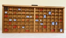 Restored vintage letterpress printer’s tray drawer typecase brass corners #31