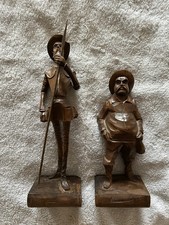 Vintage Don Quixote And Sancho Panda Spanish Carved Wooden Figures