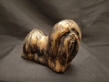 Gold Coloured Shih Tzu Dog Ornament Figurine VGC Unmarked 10cm Long 7cm Tall