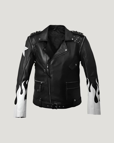 Men black leather - black, motorcycle