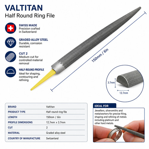 Valtitan swiss half round ring - round,