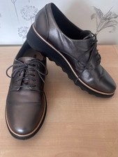 CLARKS GLICK DARBY PEWTER METALLIC LEATHER SHOES SIZE 5