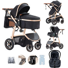 premium quality 3 in 1 Prams Pushchair Baby Stroller, Adjustable Handle with Net