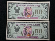 1987 Disney Dollars $5 GOOFY