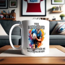 Fun Print Mug – BACKEND DEVELOPER Rather Be Watching Rugby – Strong Design