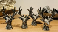Table Seating Place Card Reindeer Stag Antique Vibe Silver Black X 4 Holders