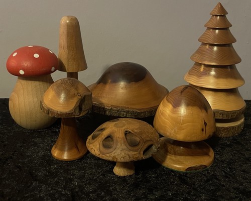 Wooden mushrooms toadstools - mushrooms,