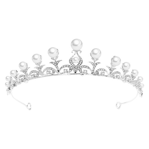 Pearl crown tiara bridal - pearl,