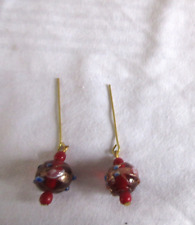 VINTAGE Jumeau Bru Steiner Mascotte doll pretty red glass old bead earrings,