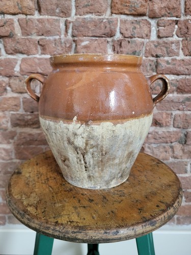 Antique french confit pot 19th - french,