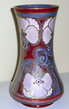 LARGE GRAYS POTTERY SUSIE COOPER GLORIA LUSTRE ART DECO VASE, GEOMETRIC PATTERN.