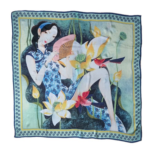 Large silk scarf chinese - silk,