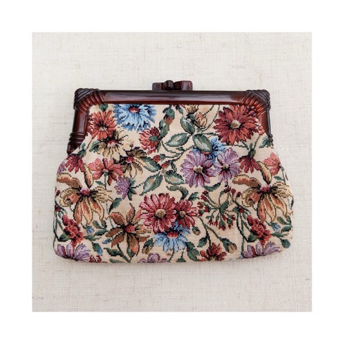 Vintage 1950s tapestry clutch - vintage,