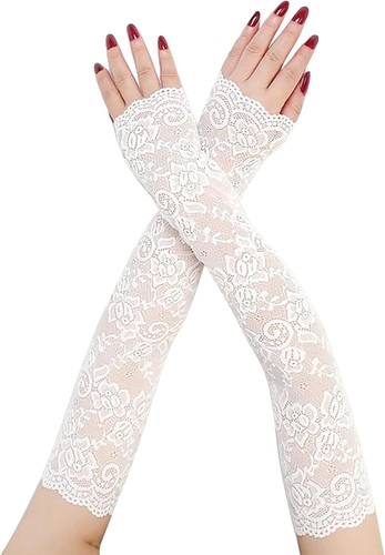 Lace gloves for - gloves, floral
