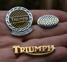3 Vintage TRIUMPH motorcycle enamel bikers pin badges