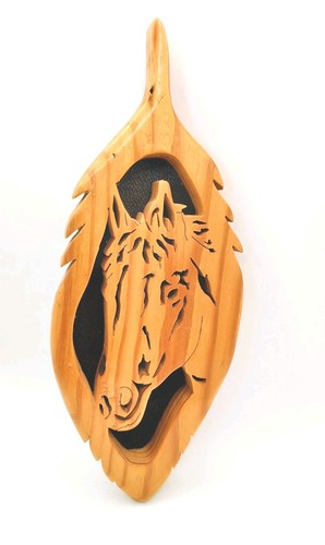 Vtg scroll saw feather with - feather,