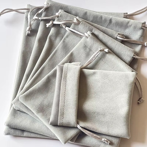 10pcs grey velvet drawstring - grey,