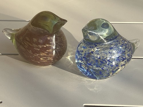 Vintage two glass birds - two,
