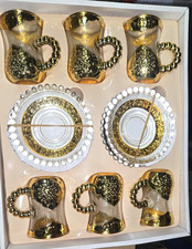 6 Turkish Tea Saucer Set Gold