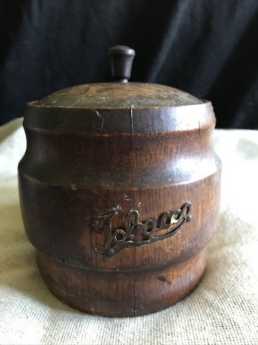 Vintage oak wooden tobacco - wooden, jar