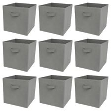 REBOXED 9 Grey Folding Collapsible Fabric Storage Box Cube Bookcase Organiser