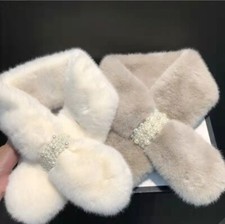 The Winter Women Faux Fur Fluffy Scarf Pearl Ladies Scarf Neck Warm Neck Wrap UK