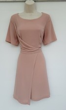 TEA,DAY DRESS,ALINE,FAUX WRAP,BLUSH,60S,70S,80S,90S RETRO STYLE,SIZE 10
