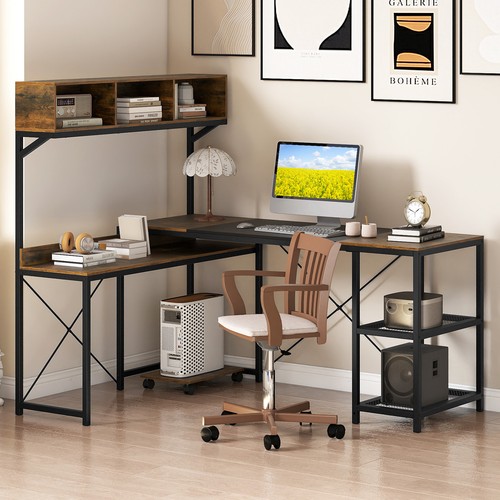 Reversible shaped desk with - reversible, l-shaped