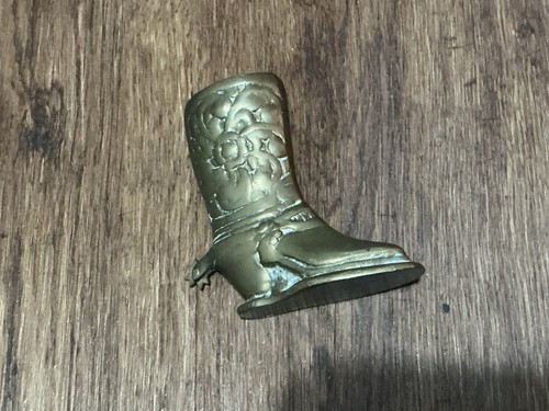 Vintage brass cowboy boot - brass,