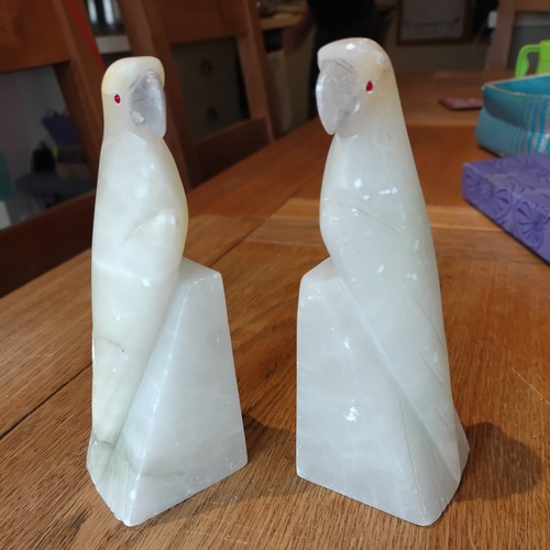 Pair hand carved alabaster - of,
