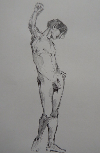 Male nude pencil drawing after