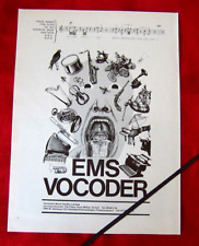 EMS VOCODER SYNTHESIZER 1977 ORIGINAL VINTAGE ADVERT