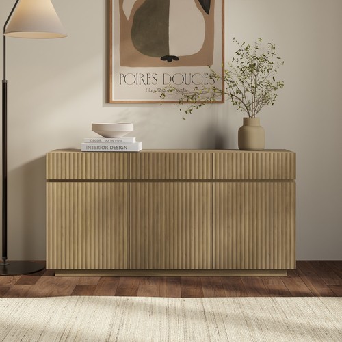Large oak fluted sideboard - large,